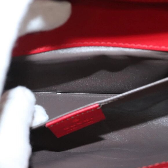 GUCCI Chain Shoulder Bag Leather Red Gold 572375 Auth 118122 - Picture 13 of 16